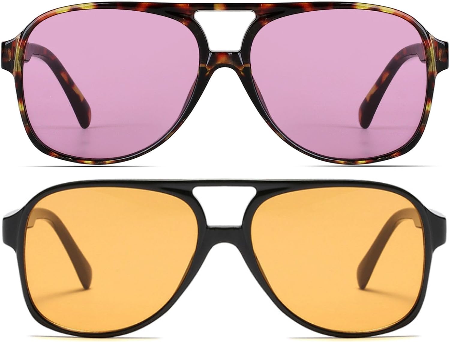 

Солнцезащитные очки Freckles Mark в винтажном стиле ретро 70-х годов для женщин и мужчин, классические большие квадратные очки-авиаторы, модные очки, 2p: Yellow & Purple/Tortoise