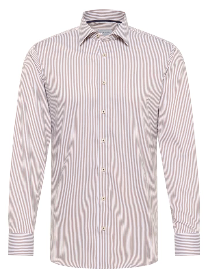 

Eterna Приталенная рубашка бежевого цвета