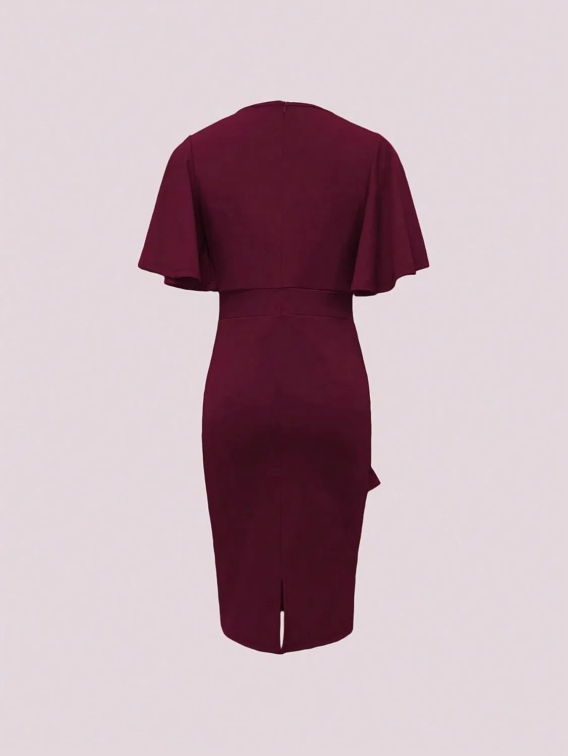 Женское облегающее миди-платье с воланами Vintage Style, Burgundy — фото 4