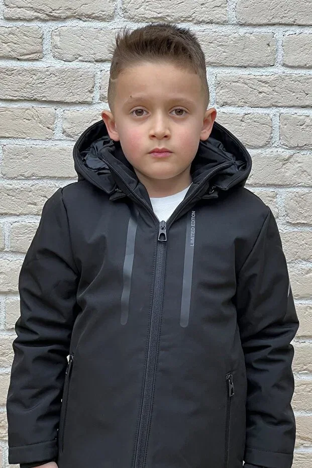 Детское пальто с капюшоном Dragonboy Pique, Черный