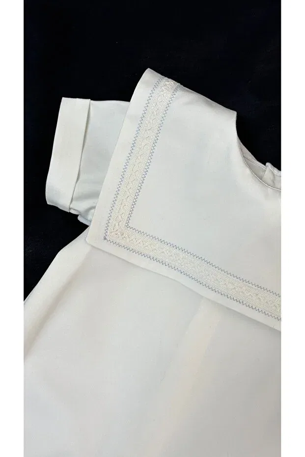 Детский комбинезон для девочек хлопковый Pearl baby white sailor collar vintage embroidered baby romper Heymino, Белый — фото 4