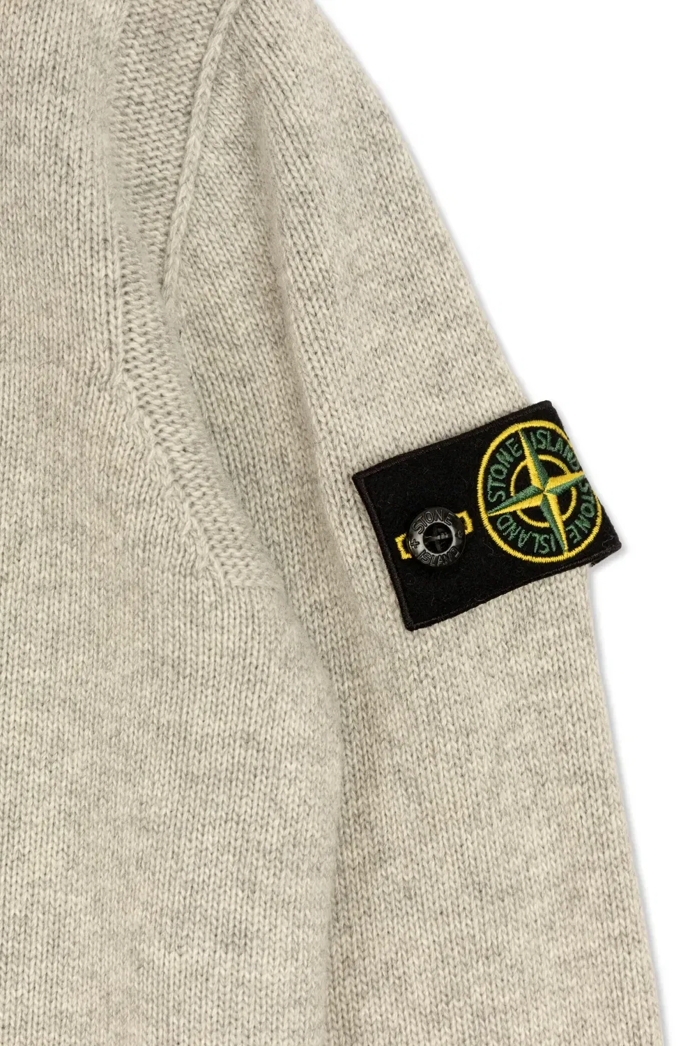 Вязаный кардиган с нашивкой-логотипом Stone Island Junior, бежевый — фото 4