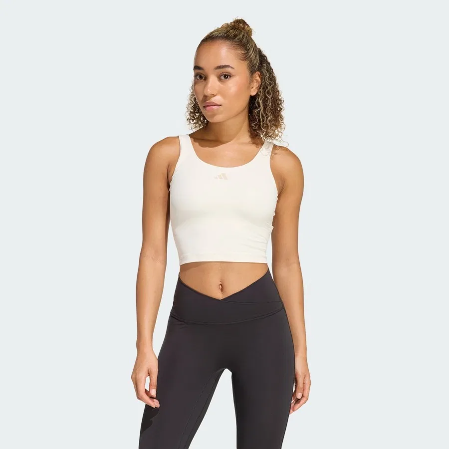 Спортивный топ без рукавов Performance 3 Stripes Studio All Me Light Support Tank adidas, Коричневый