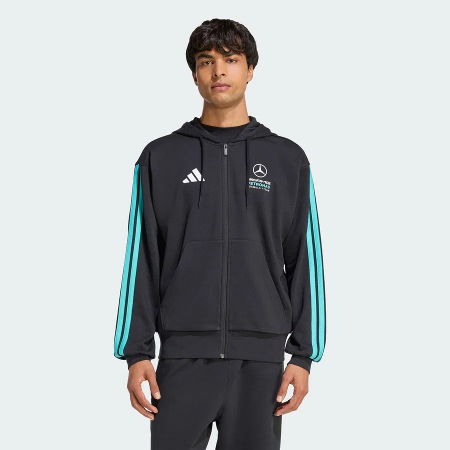 Худи с полной застежкой-молнией Mercedes-AMG Petronas Formula 1 Team DNA, adidas, Черно-зеленый