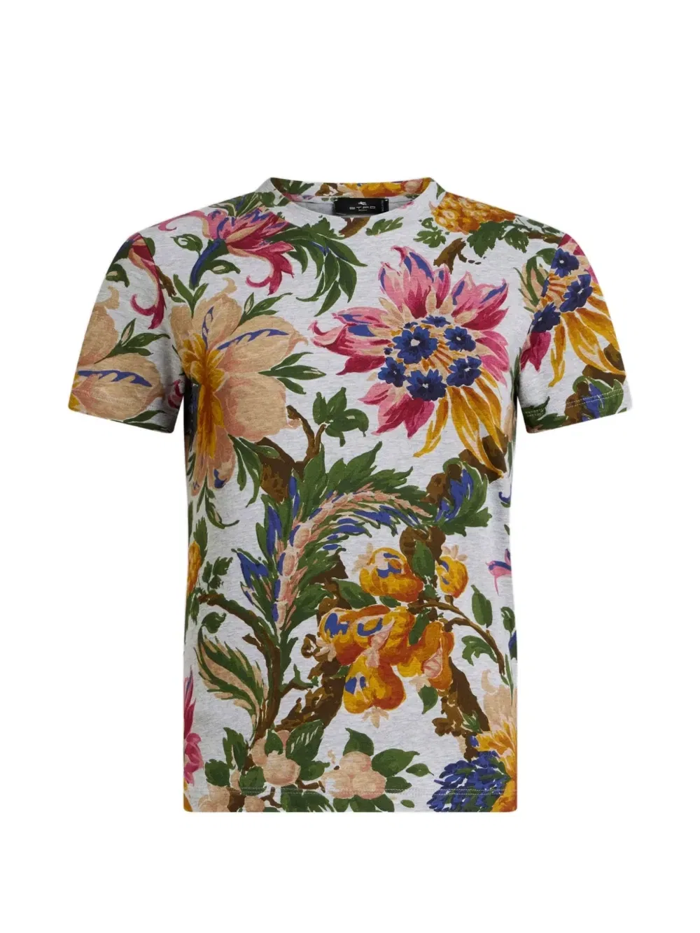 Хлопковая футболка из джерси с цветочным мотивом Etro, серый