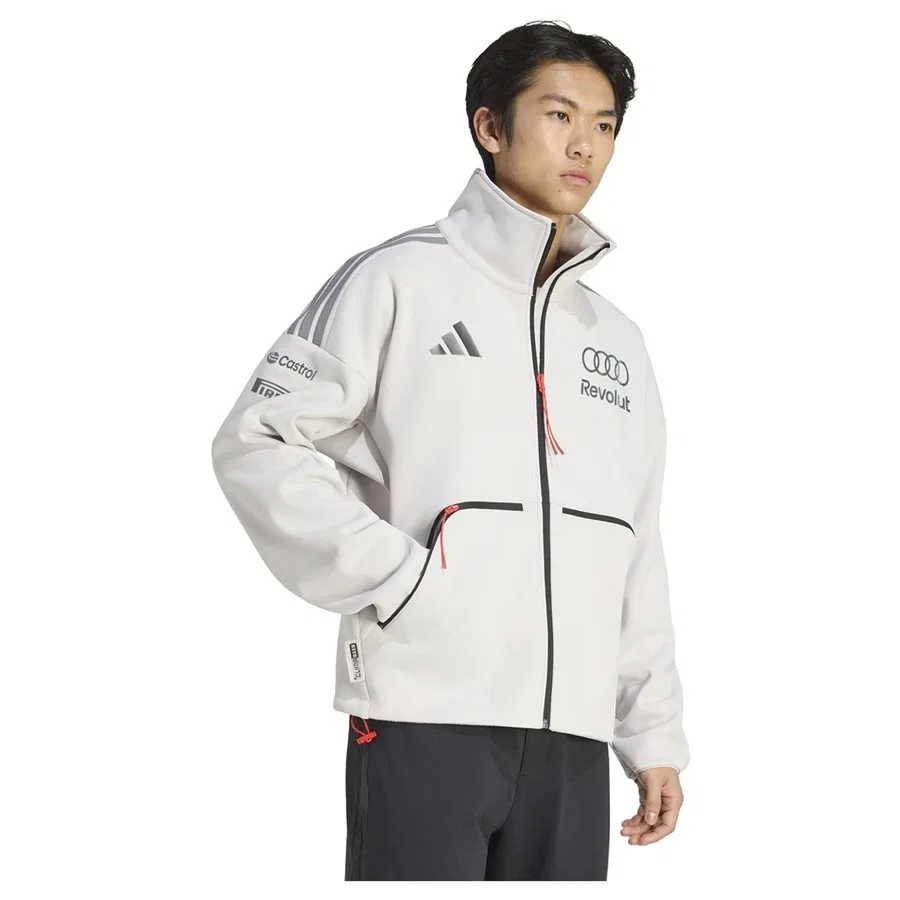 Мужская куртка-худи с капюшоном, свободный крой, adidas, Белый — фото 4