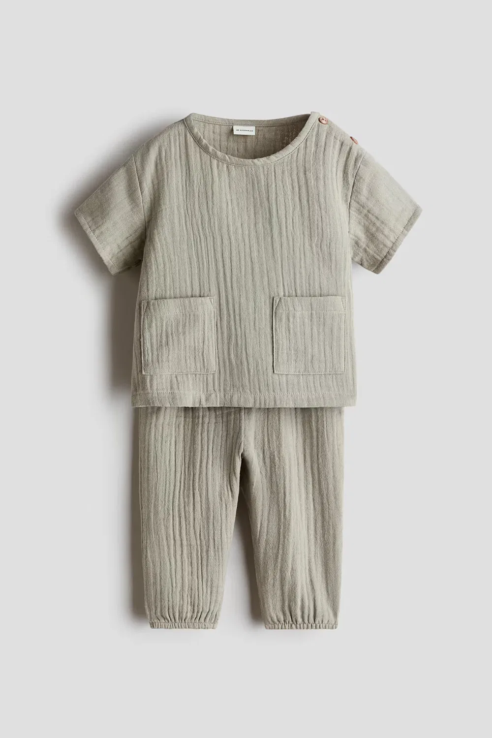 Комплект из двух предметов из хлопчатобумажной ткани H&M, Khakigrün