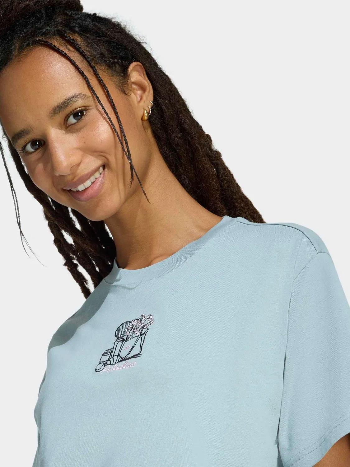 Футболка с вышивкой Mini Embroidery Graphic adidas, зеленый — фото 4