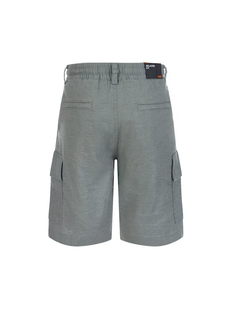 Шорты карго из смесового льна BOSS, Khaki — фото 3