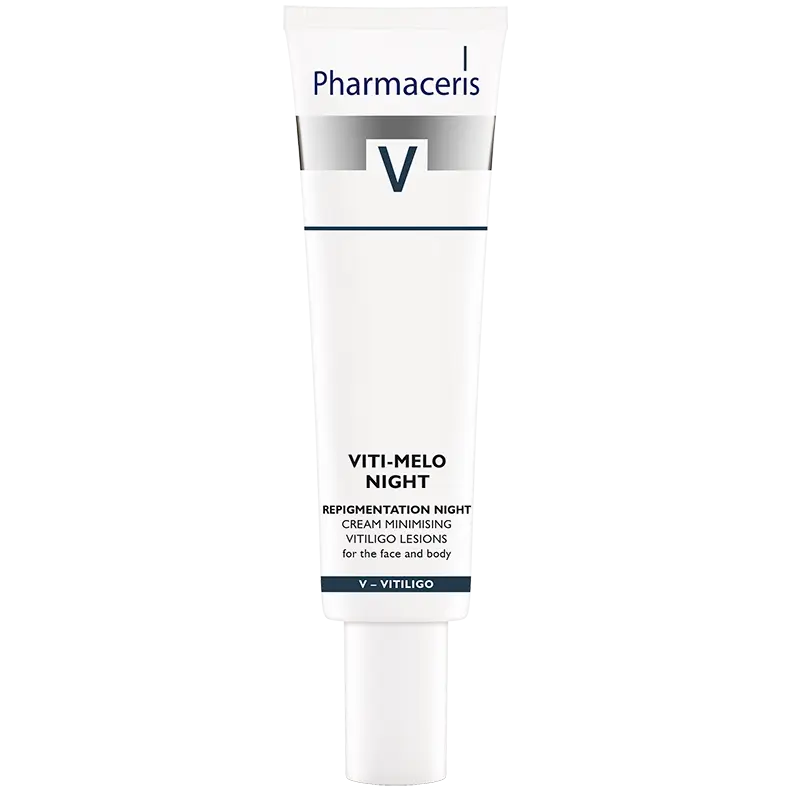 Pharmaceris V Viti-Melo Night ночной крем от репигментации, уменьшающий площадь пятен витилиго для лица и тела, 40 мл — фото 2