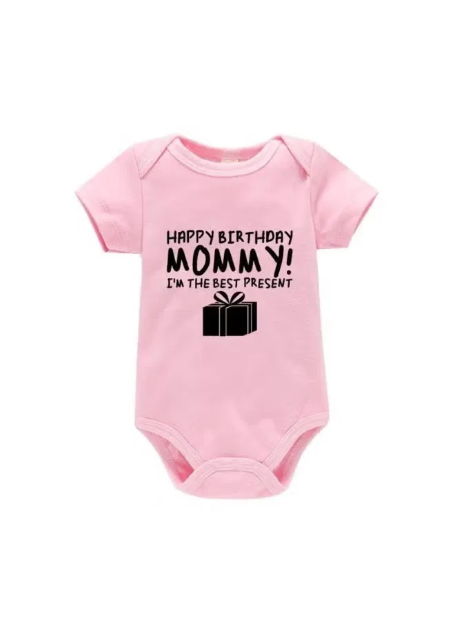 Боди-комбинезон с принтом Happy Birthday Mommy Matching Family Outfits, розовый