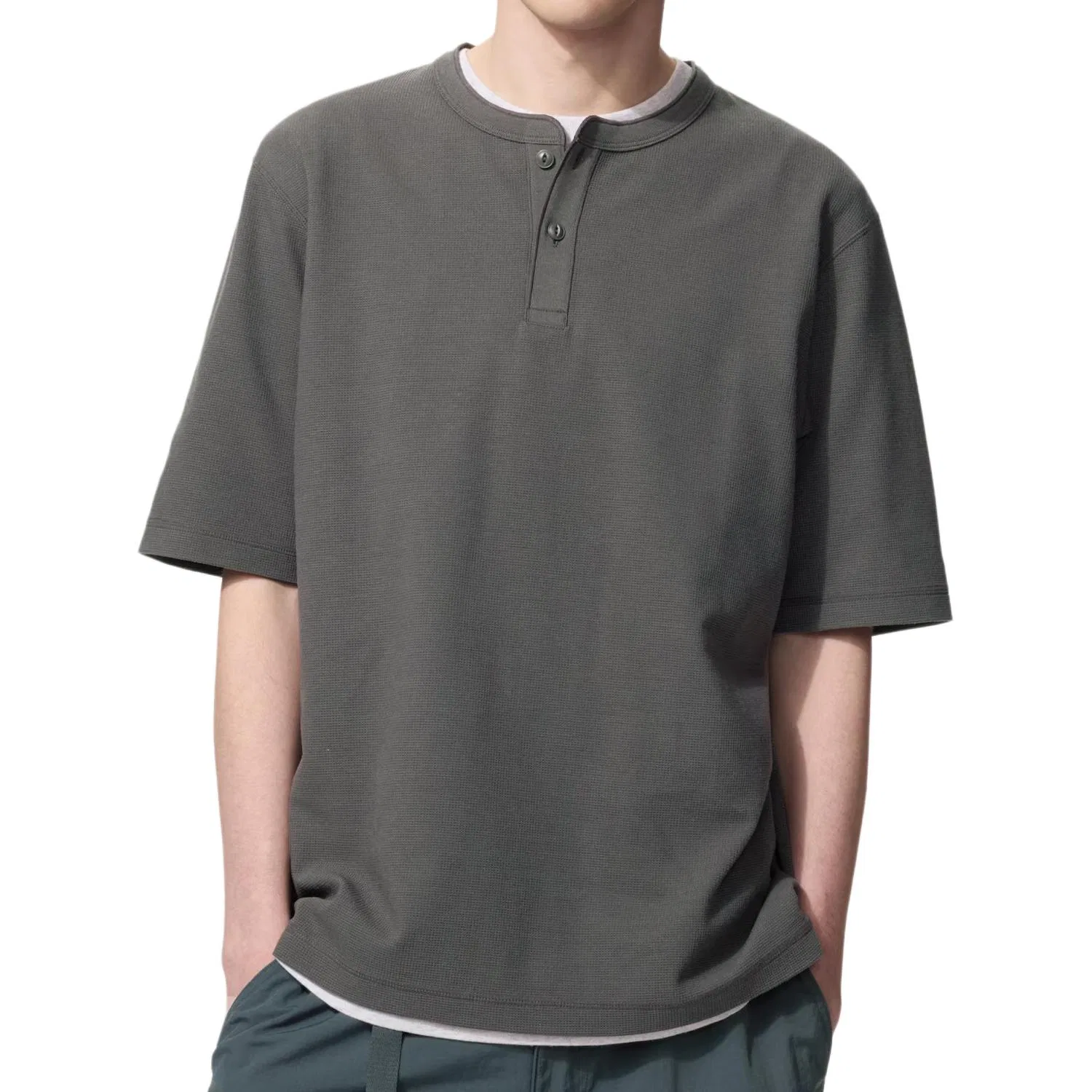 Унисекс футболка с воротником-стойкой UNIQLO, Dark Gray