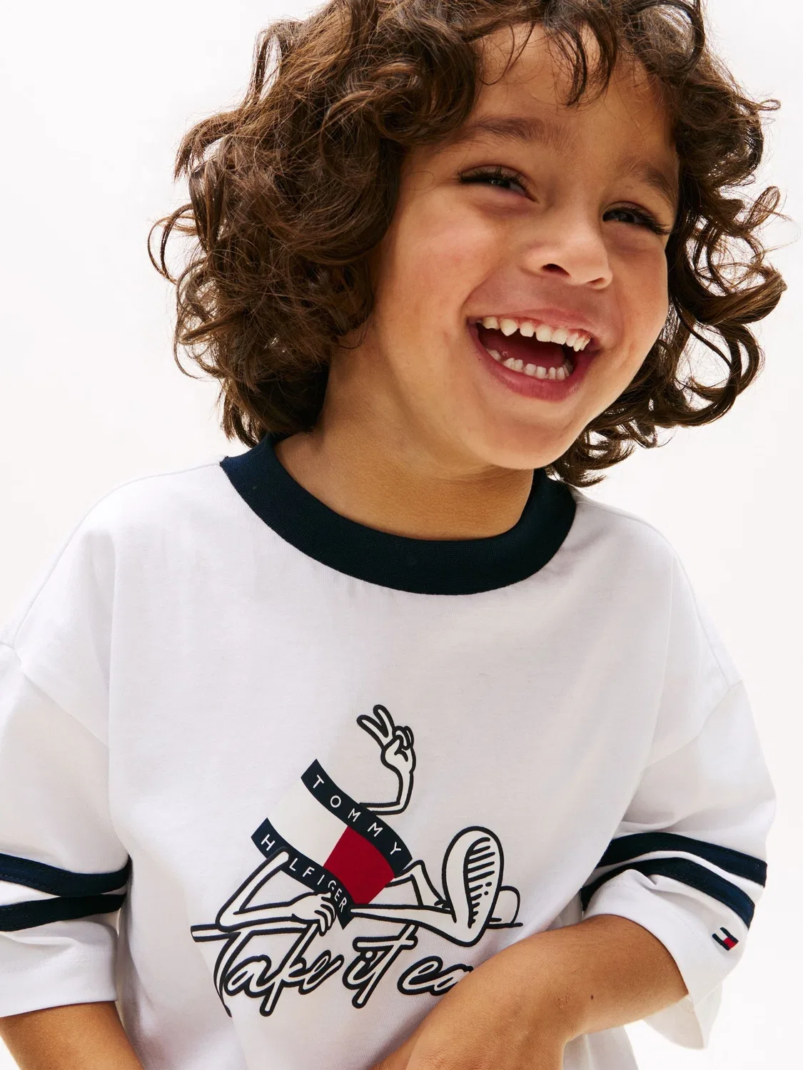Комплект из футболки и шорт, с волновым графическим принтом Tommy Hilfiger, синий — фото 3