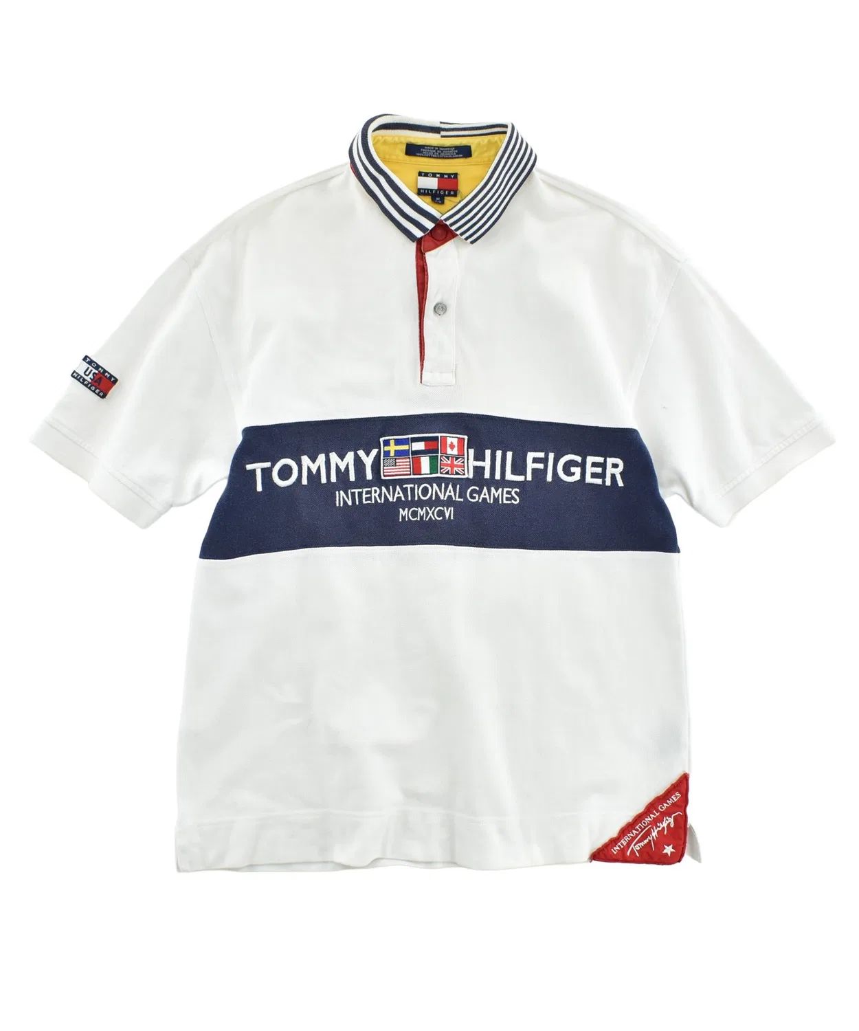 Мужская футболка-поло с длинным рукавом модель INTERNATIONAL GAMES MCMXCVI TOMMY HILFIGER, Белый