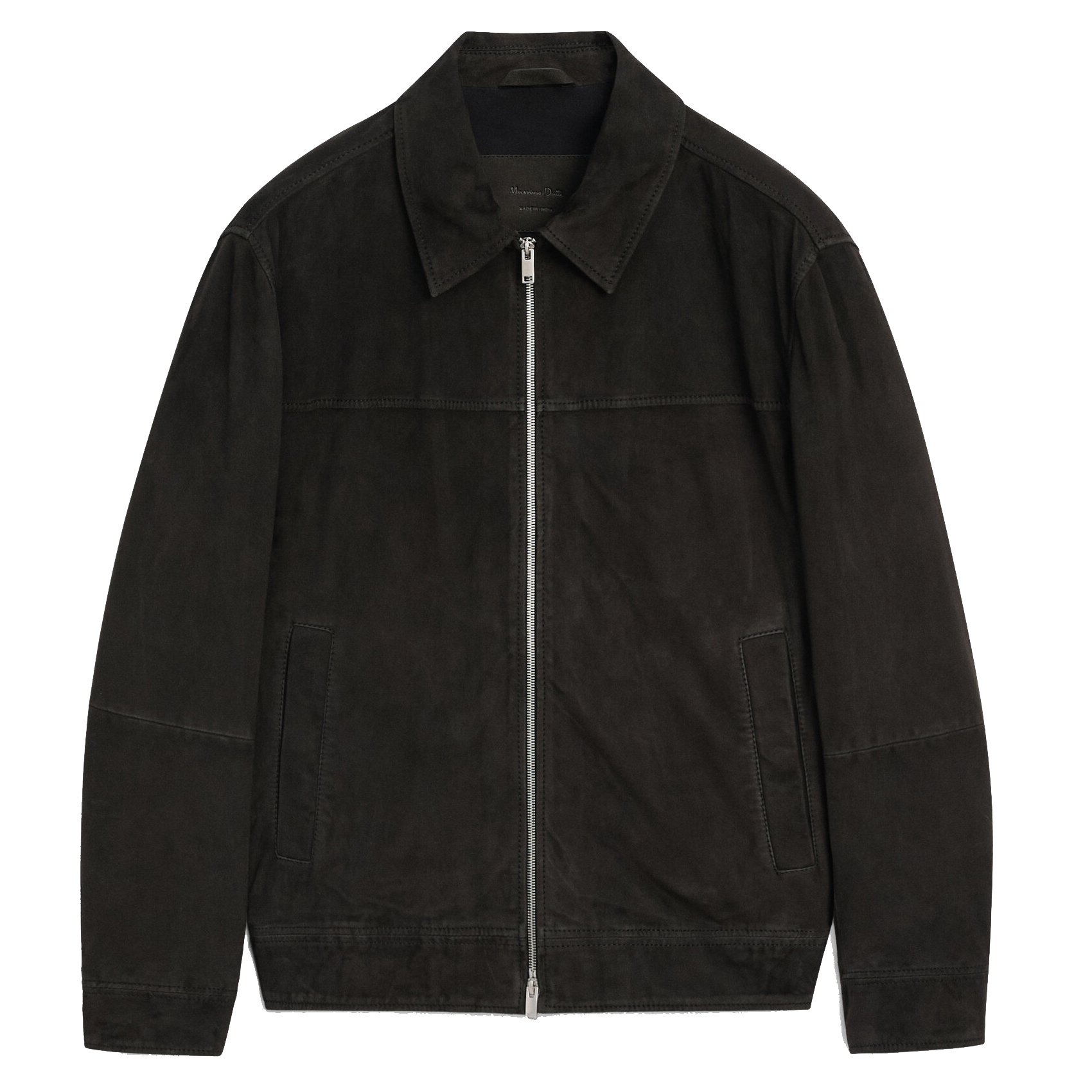 

Замшевая кожаная куртка на молнии Massimo Dutti, синий
