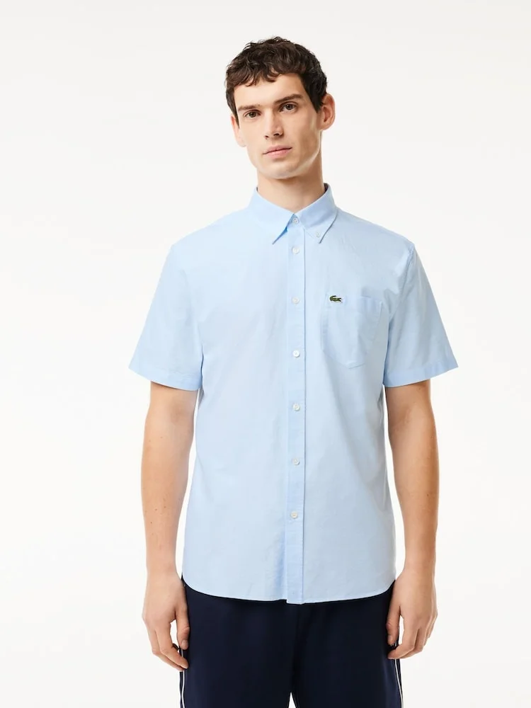 Оксфордская рубашка с короткими рукавами Lacoste, синий