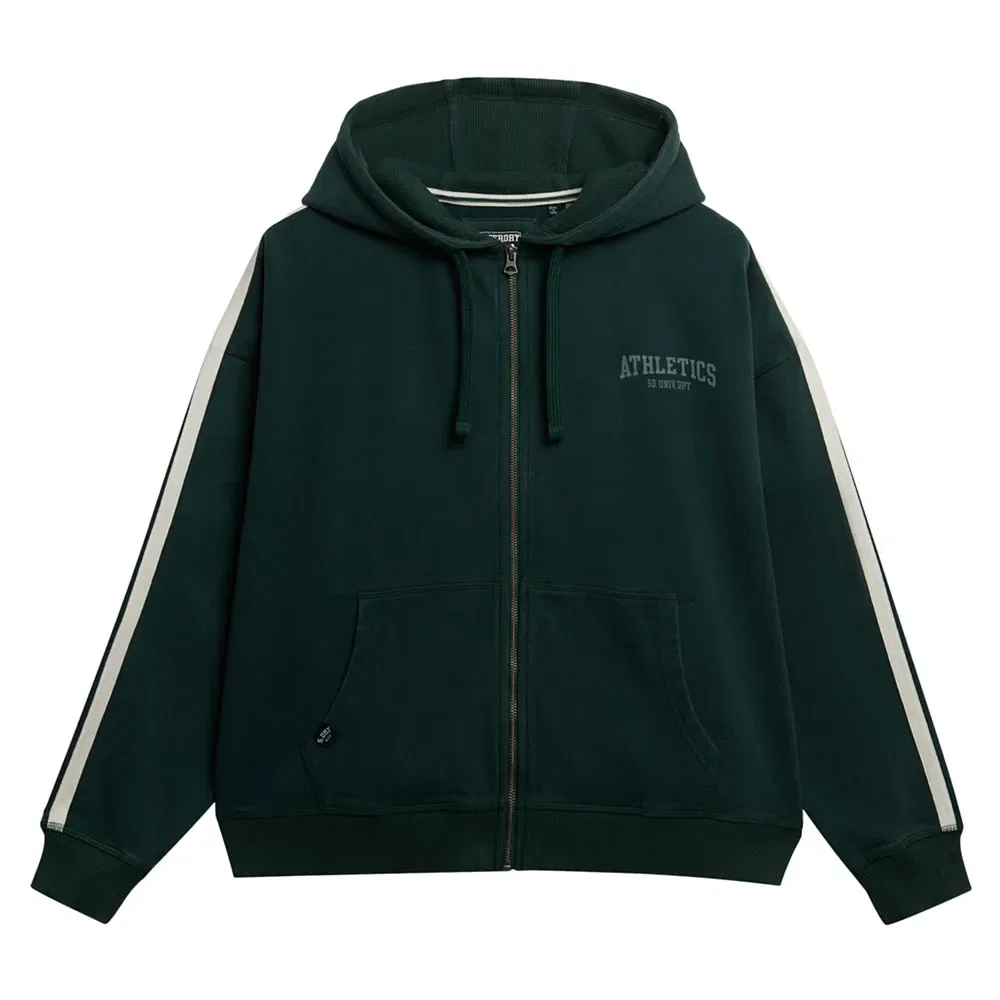 Худи на молнии Athletic Essentials Relaxed Fit Superdry, зеленый — фото 3