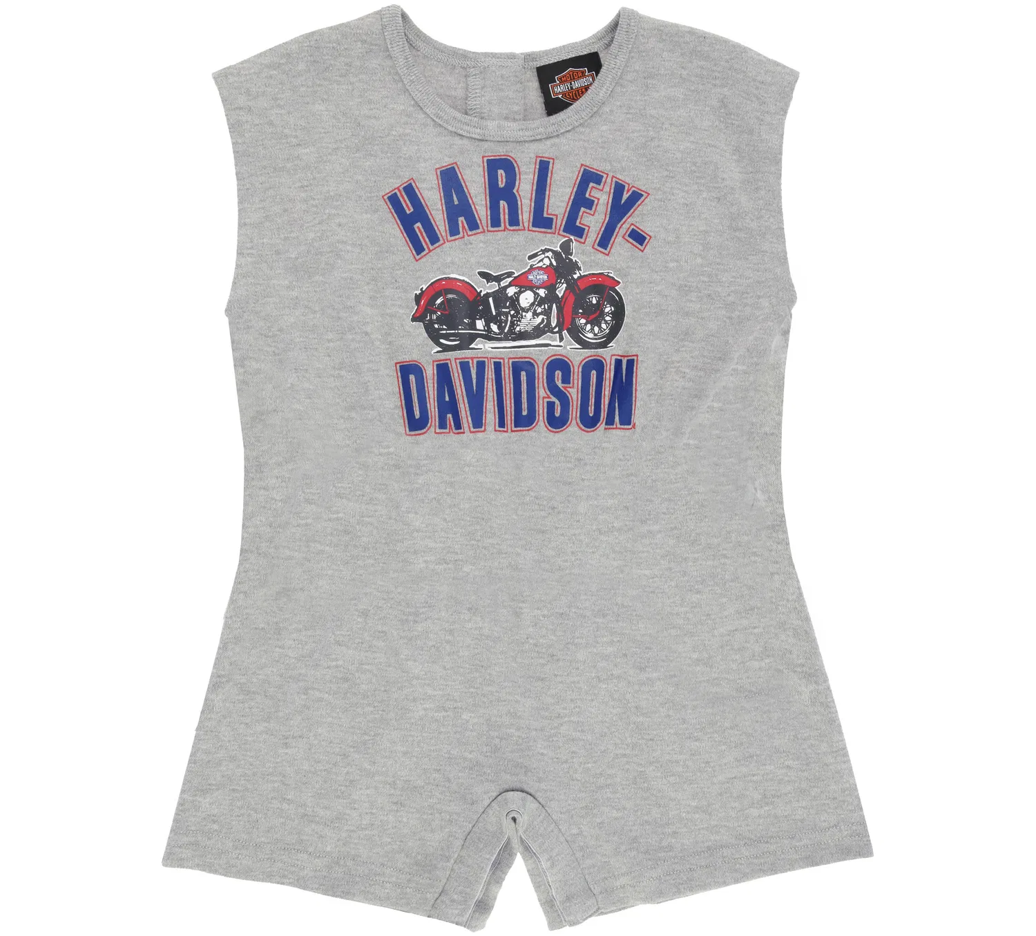 Детский комплект трикотажных комбинезона и платья с принтом Little Girls Americana Harley Davidson, Grey Heather/Bijou Blue — фото 3