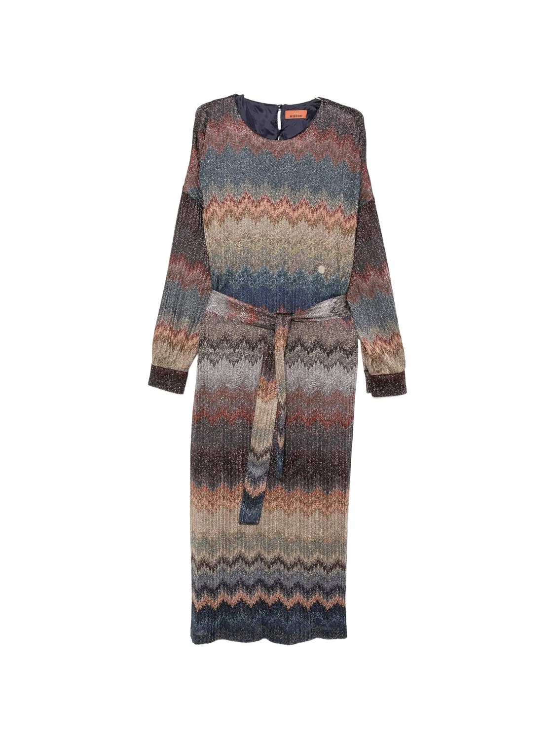 Платье с зигзагообразным узором и поясом Missoni Kids, синий