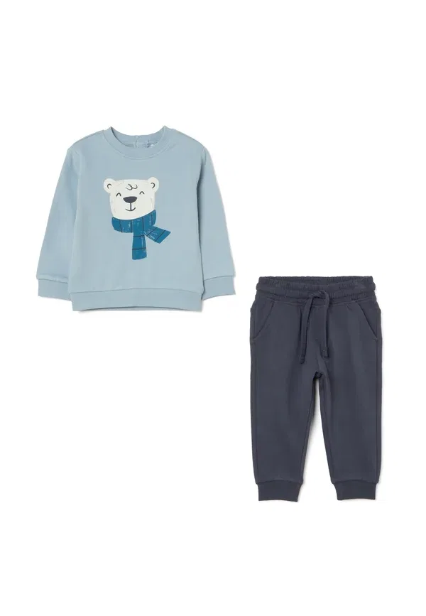 Комплект из худи и брюк с принтом bear design set, Ovs, Light Blue, светло-синий