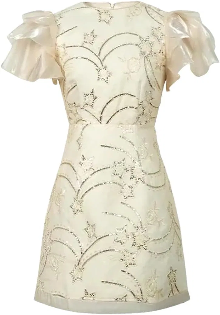 Женское мини-платье с пайетками A-line, Beige
