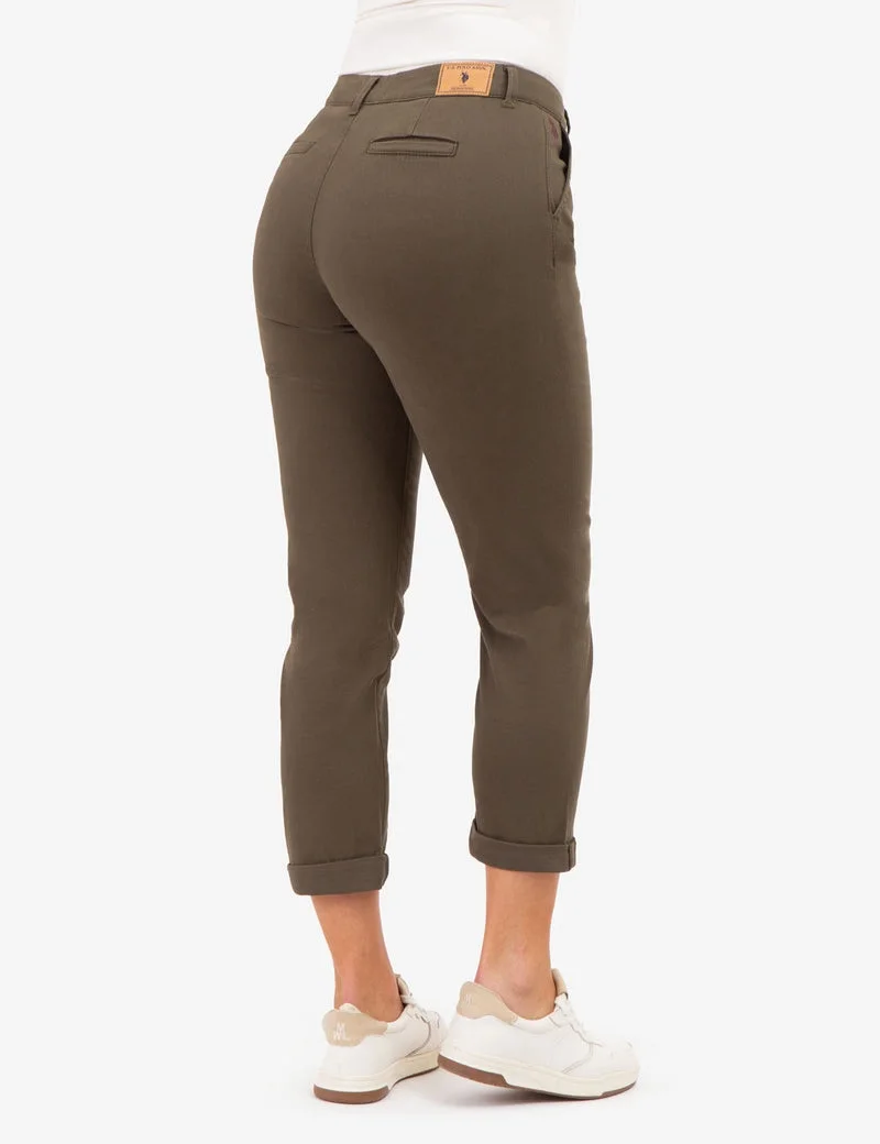 Женские брюки U.S. Polo Assn. Straight Chino, зеленый — фото 2