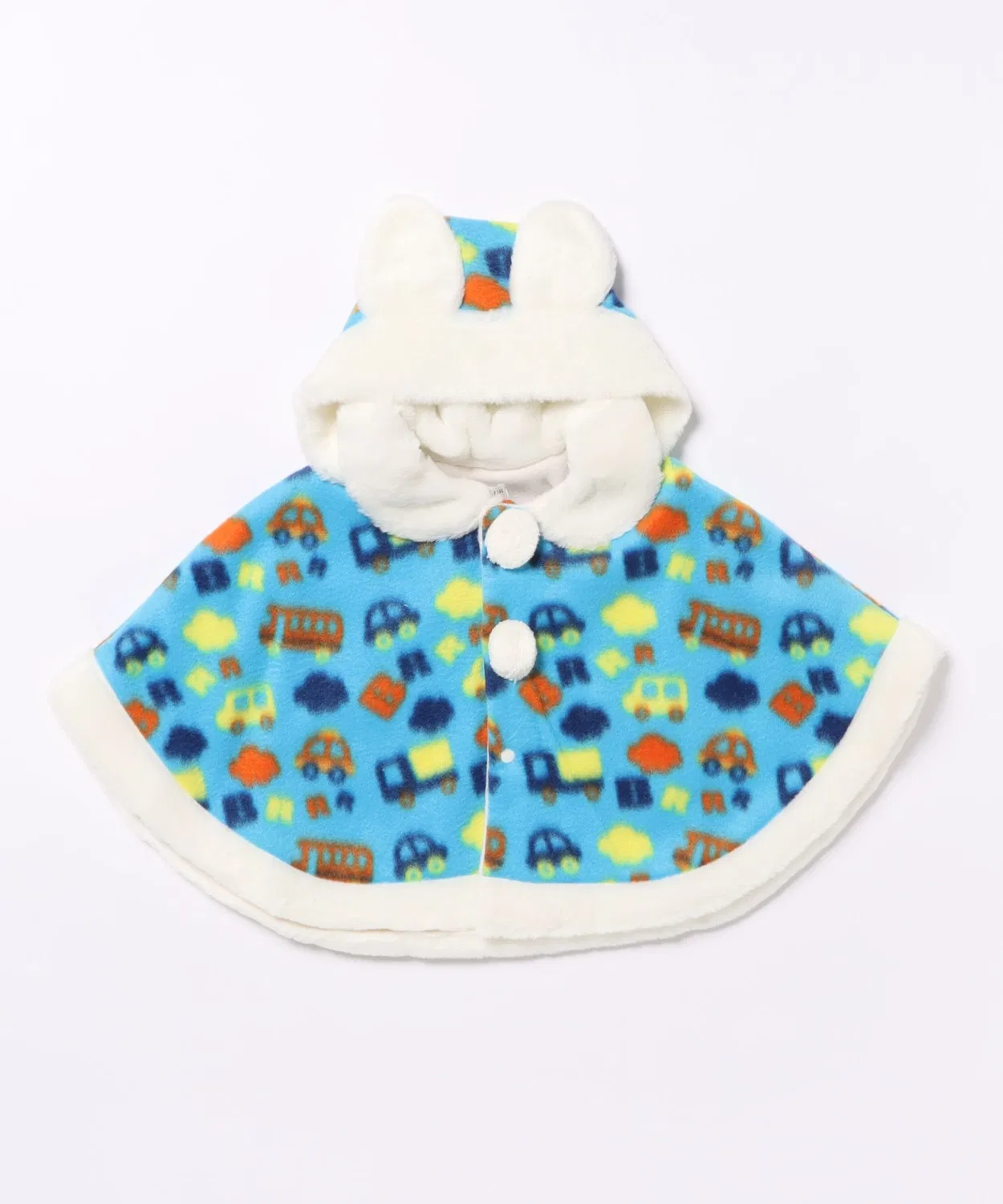 Детский пончо из флиса с принтом машинок, модель Car Print Fleece Poncho, бренд NINO, Blue
