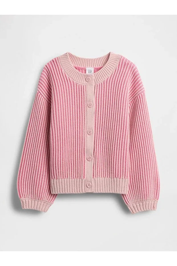 Розовый кардиган с круглым вырезом для девочки Gap — фото 3
