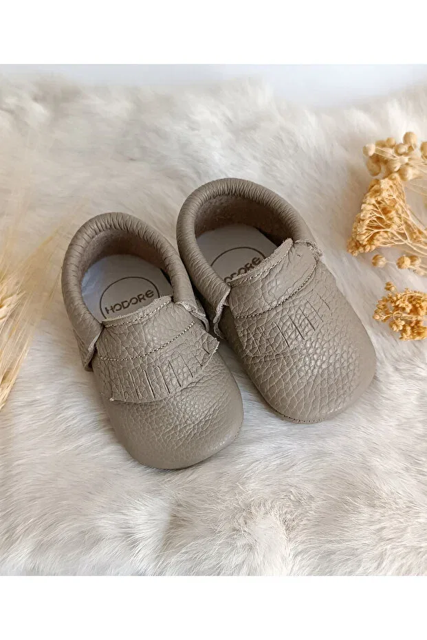 Детские мокасины для мальчиков из кожи Rocco dark mink leather baby moccasin Hodore, Dark Mink