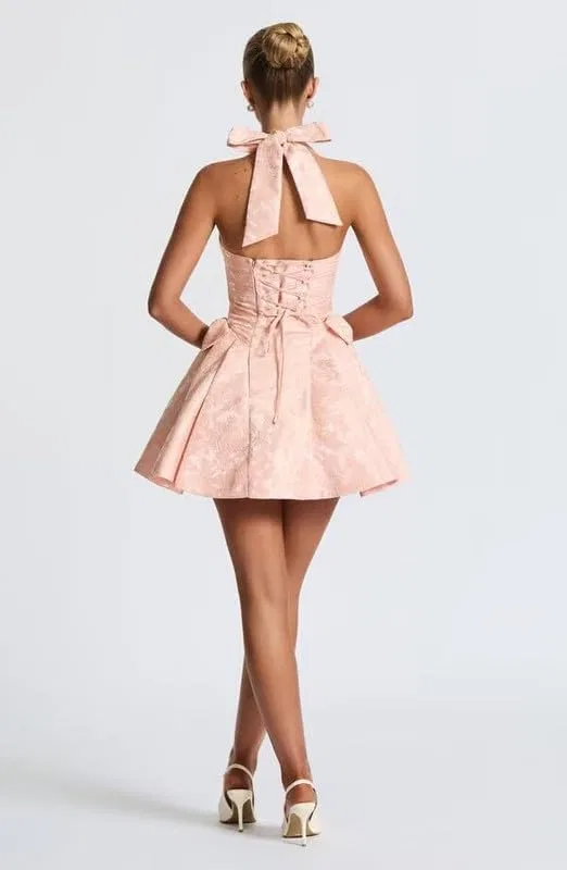 Женское коктейльное платье с бантом V-образным вырезом Jacquard Satin Short Homecoming Dresses, Burgundy — фото 3