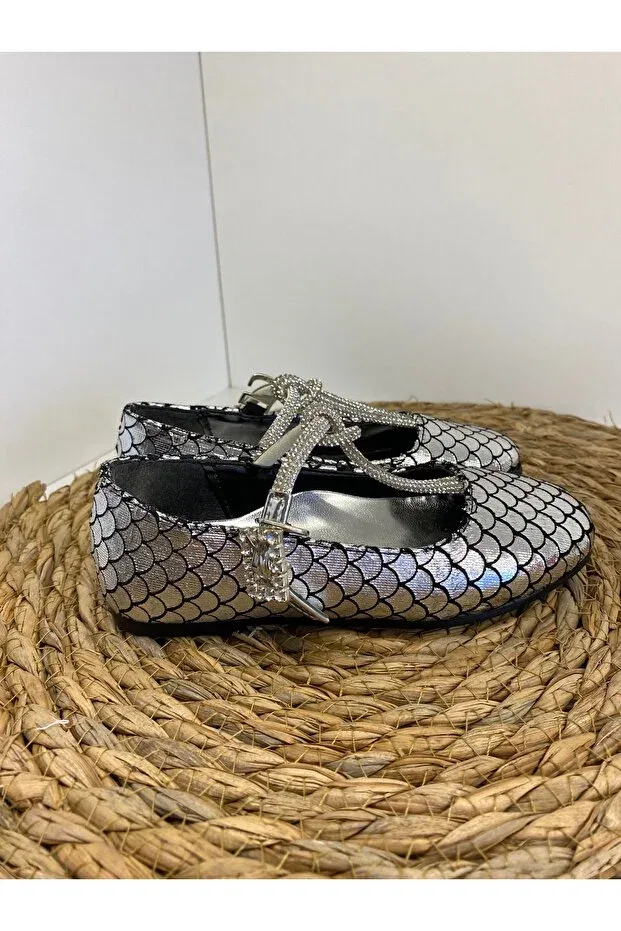 Детские балетки для девочек с ортопедической стелькой Stone Harli, Silver — фото 2