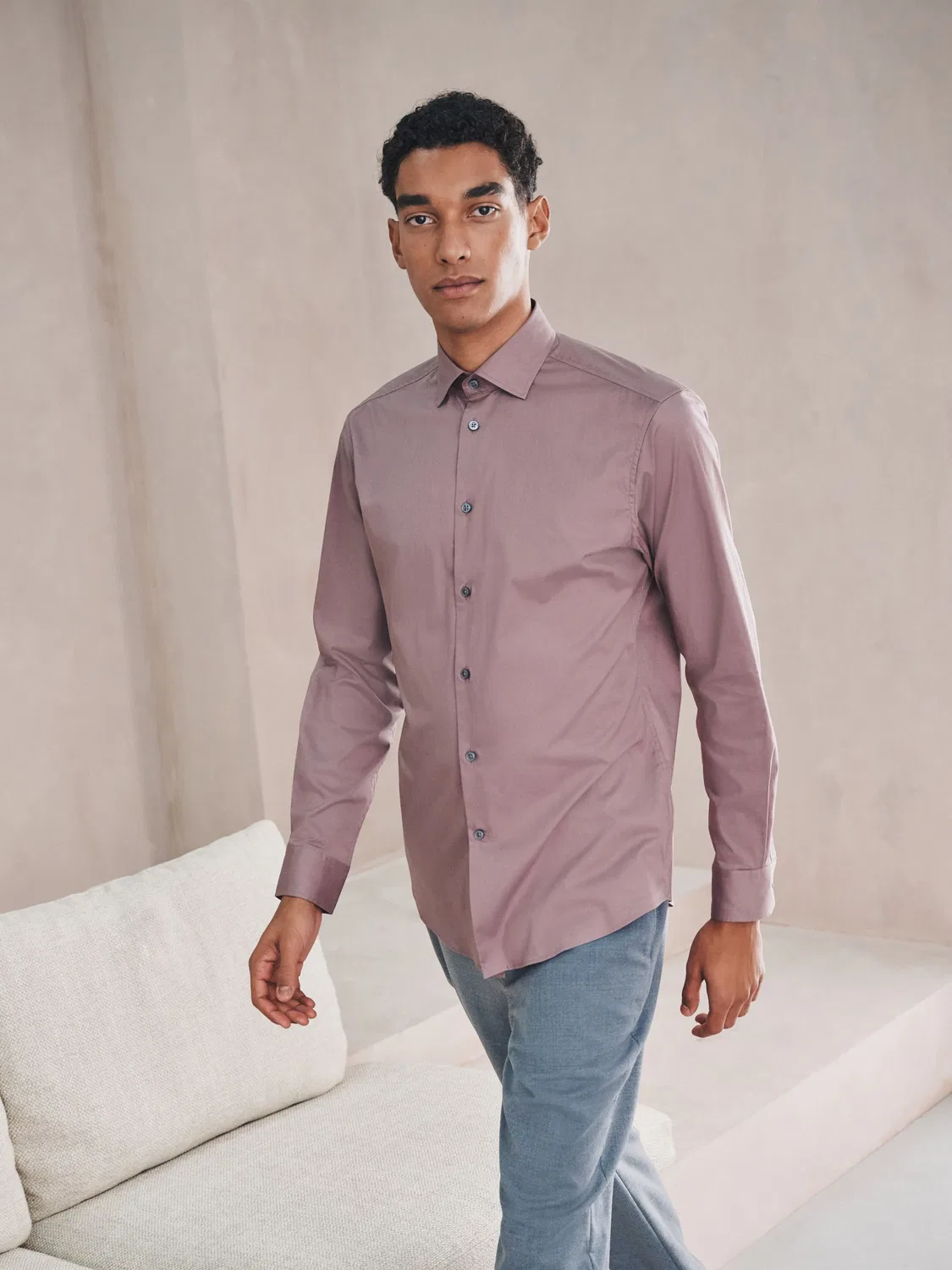Рубашка формальная, Slim Fit, Dusky Pink Next — фото 4