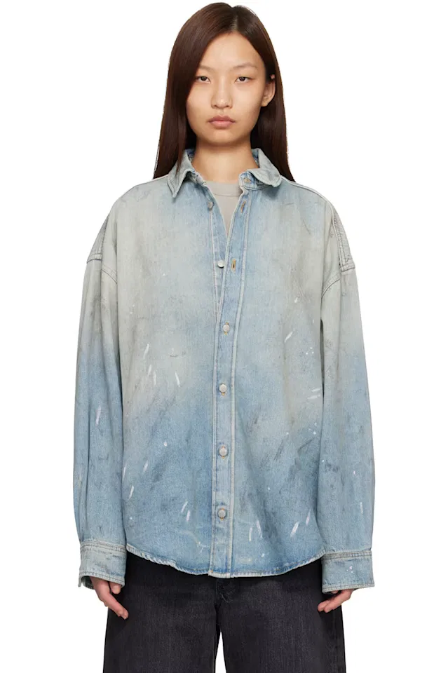 Джинсовая рубашка с синими брызгами краски Acne Studios
