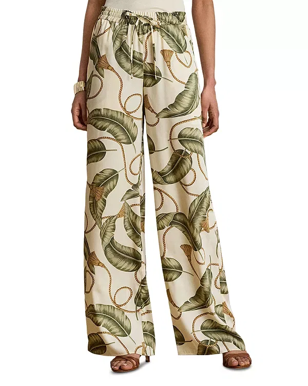 Женские широкие брюки с принтом Rope Print Twill Wide Leg Pant Ralph Lauren, White Multi