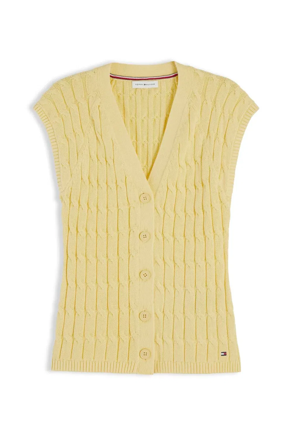 Женский вязаный жилет с кабельным узором Mid GG Tommy Hilfiger, Yellow