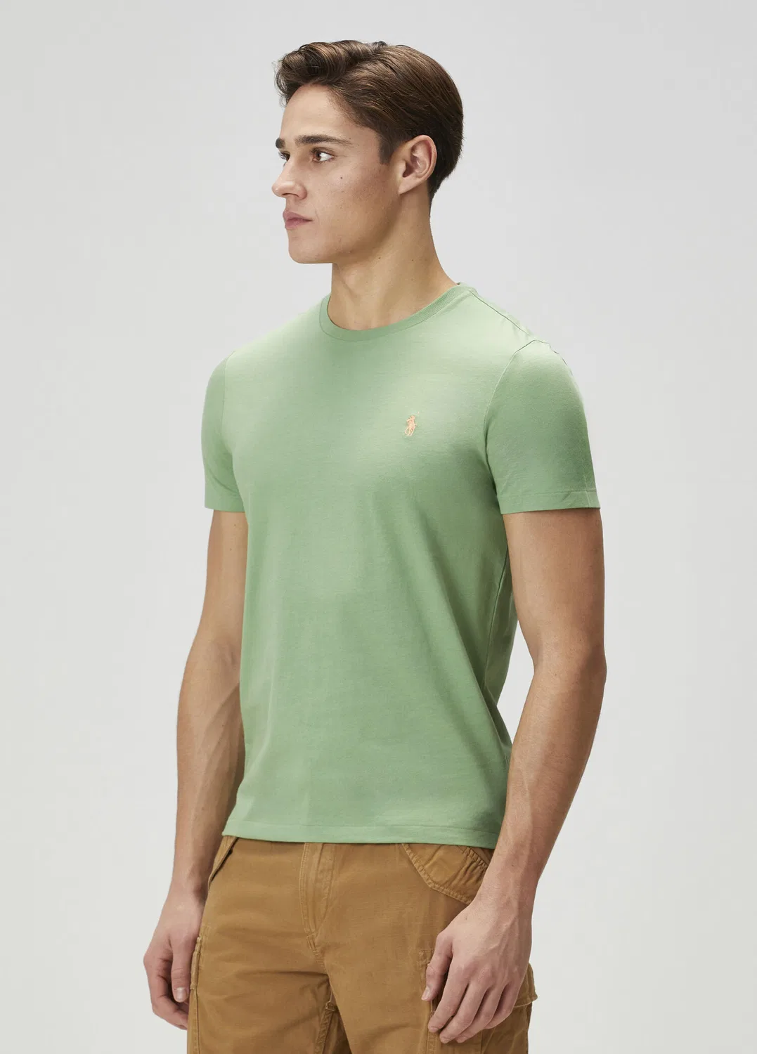 Футболка Polo Ralph Lauren Slim Fit, зеленая — фото 3