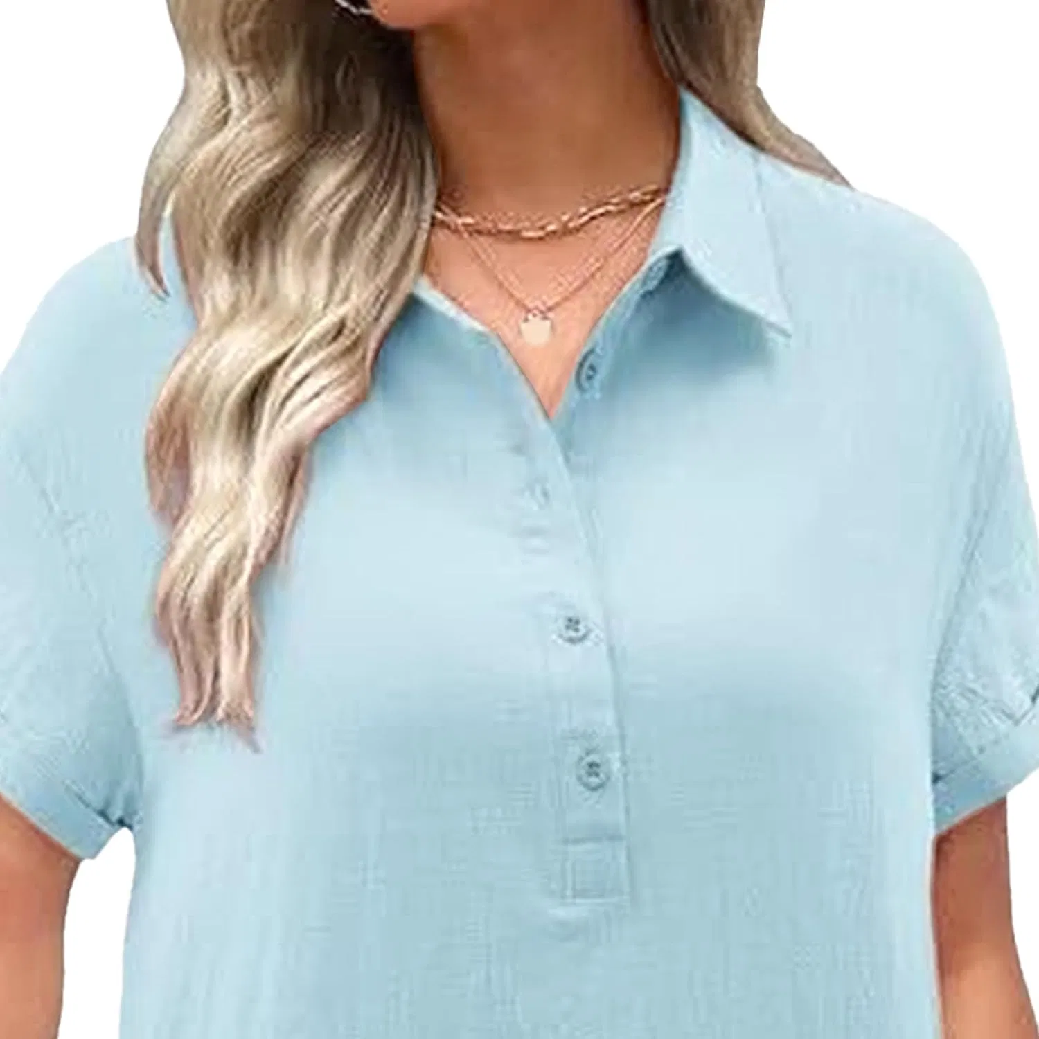 Женское повседневное платье-рубашка с карманами, Light Blue — фото 3