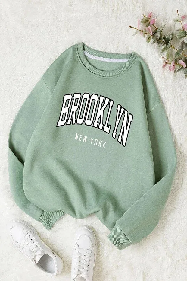 Детские свитшот для девочек с принтом оверсайз Novibe, Bb-Water Green