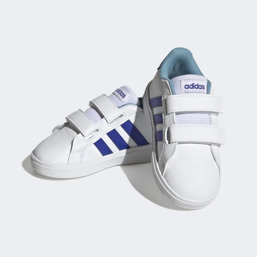 Кроссовки повседневные с липучками Grand Court Lifestyle adidas, Бело-синий — фото 4