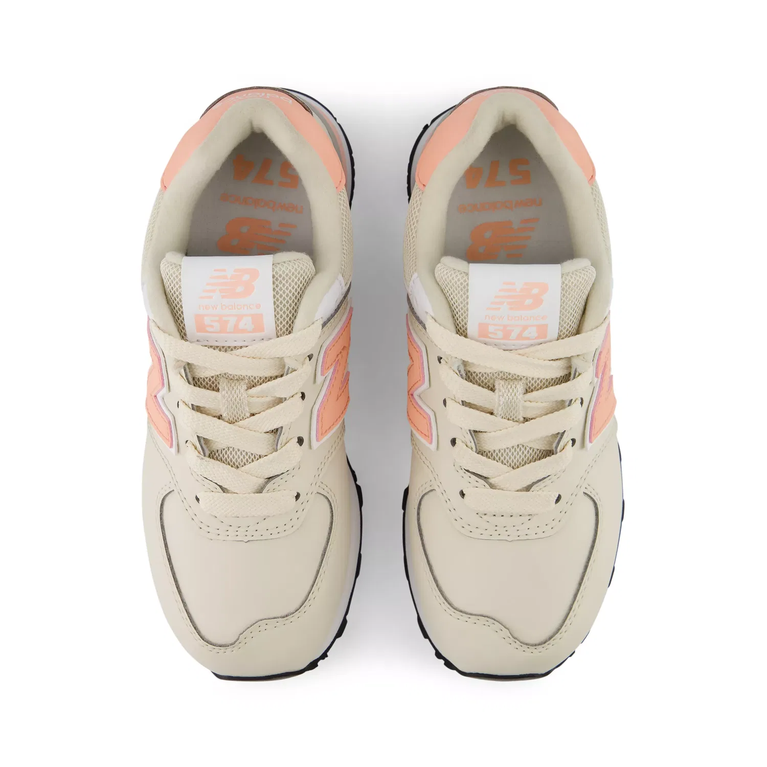 Детские кроссовки на шнуровке 574 Lace New Balance, Linen With Pink Lemonade — фото 4