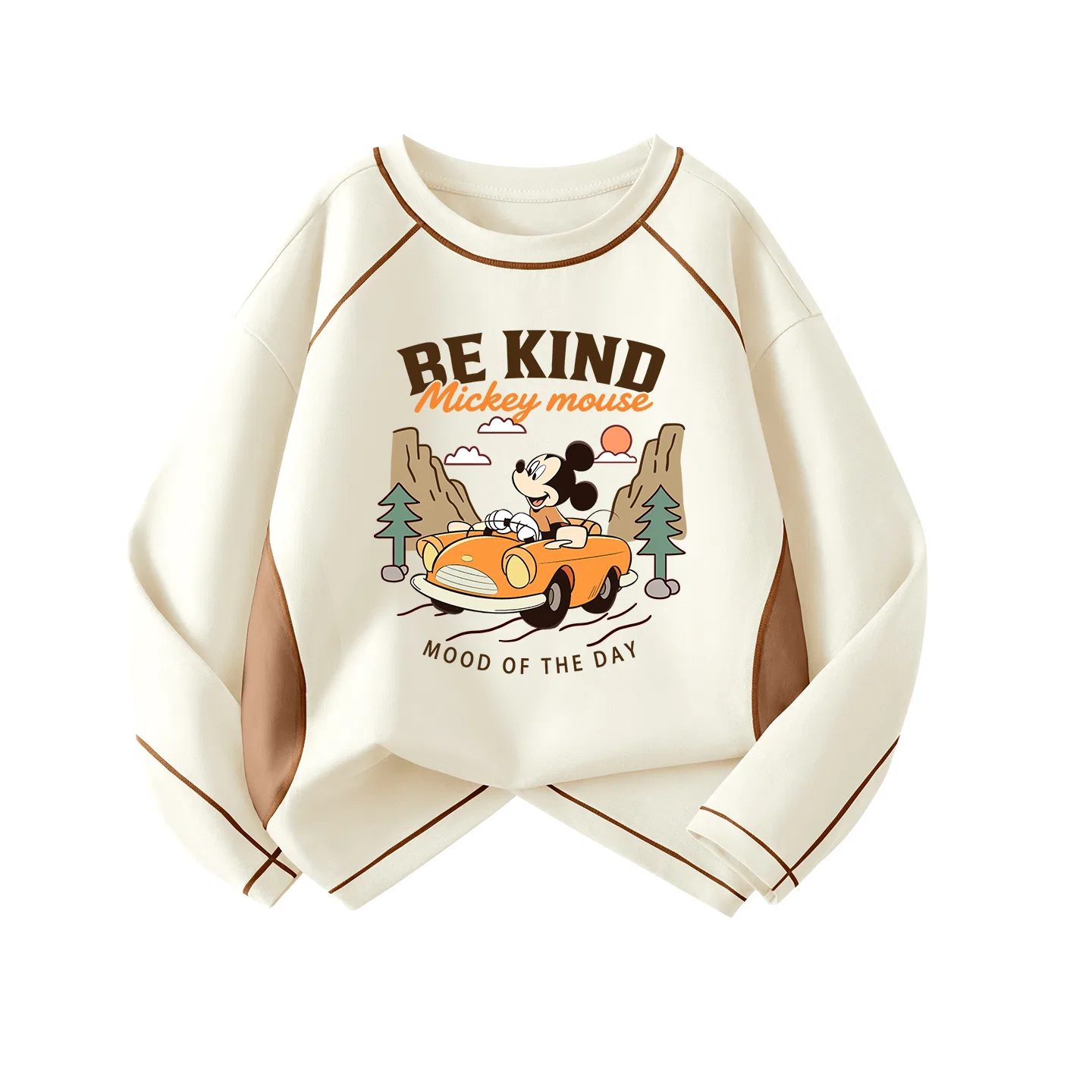 Детская футболка с принтом Disney Kids Crew Neck Thin Stretch Disney, Di Aijiao Apricot — фото 3