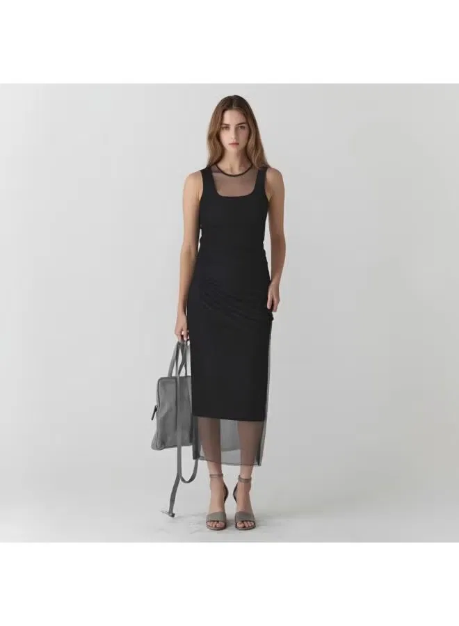 Платье с принтом без рукавов Zara, черный — фото 2