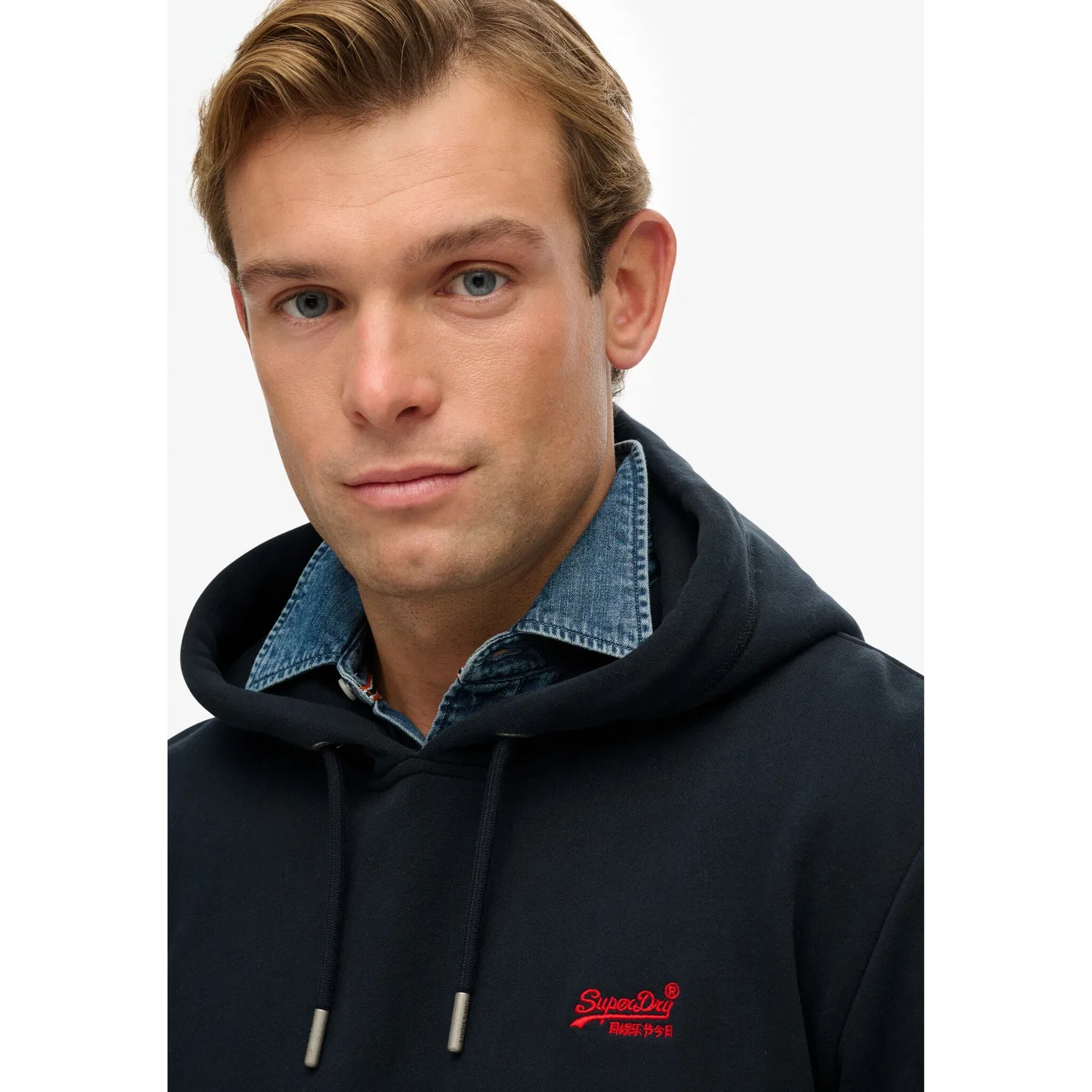 Мужской свитшот с капюшоном с логотипом Essential худи Superdry, Eclipse Navy — фото 3