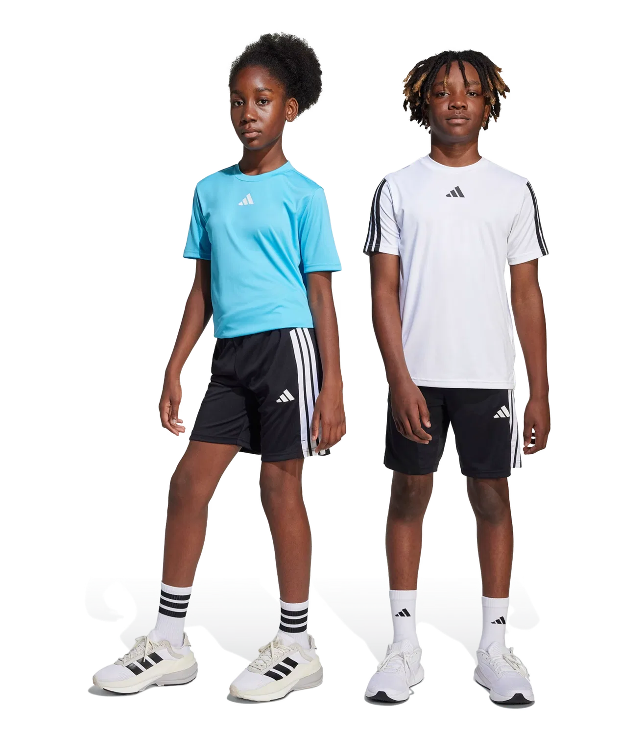 Детские спортивные шорты с тремя полосками Adidas, черный — фото 2