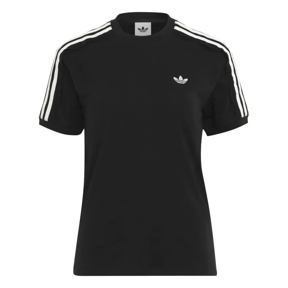 Женская футболка с кружевной вставкой Lace 3 Stripes Adidas Originals, Black — фото 3