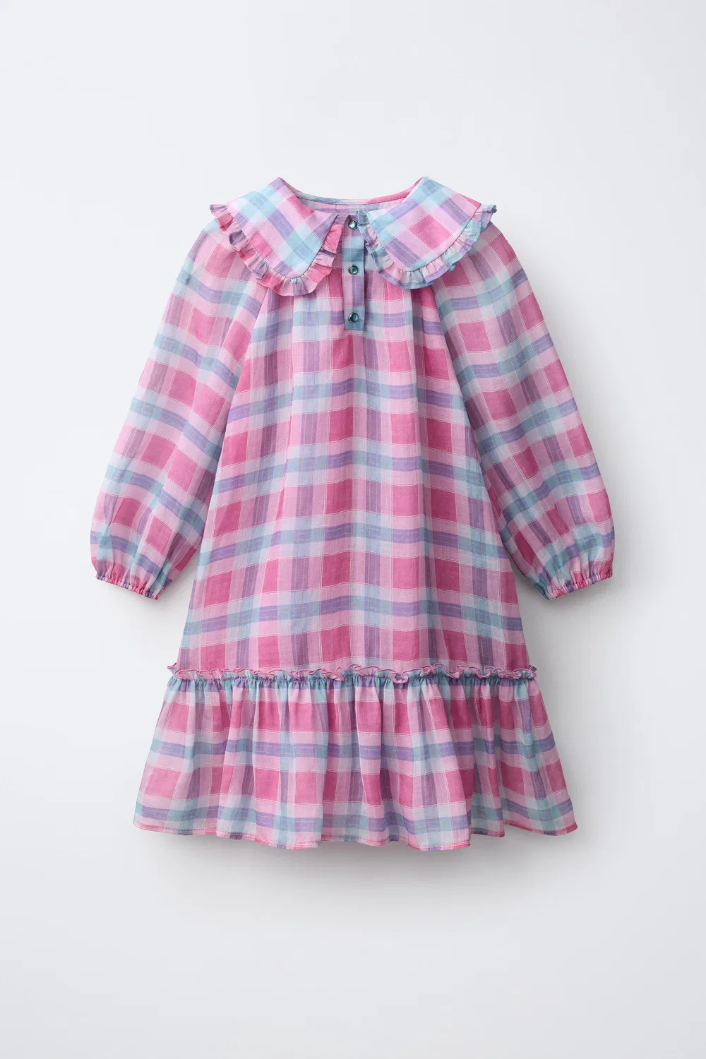 Платье в клетку с воротником "Питер Пэн" ZARA, Pink