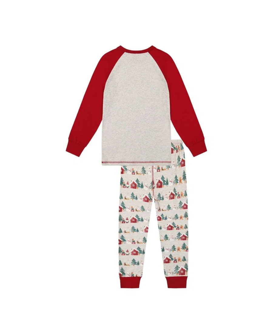 Детский комплект пижам из хлопка с рождественским принтом Holiday Family Pajamas Deux par Deux, Beige Christmas Print — фото 4