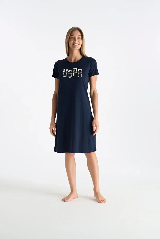 Женская ночная рубашка с коротким рукавом с принтом U.S. Polo Assn., Navy Blue