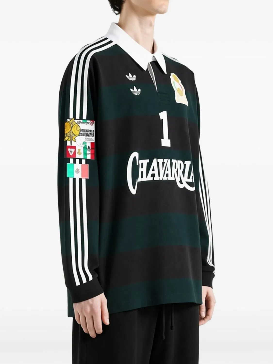 Полосатый свитер из коллаборации с Willy Chavarria Adidas, зеленый — фото 3