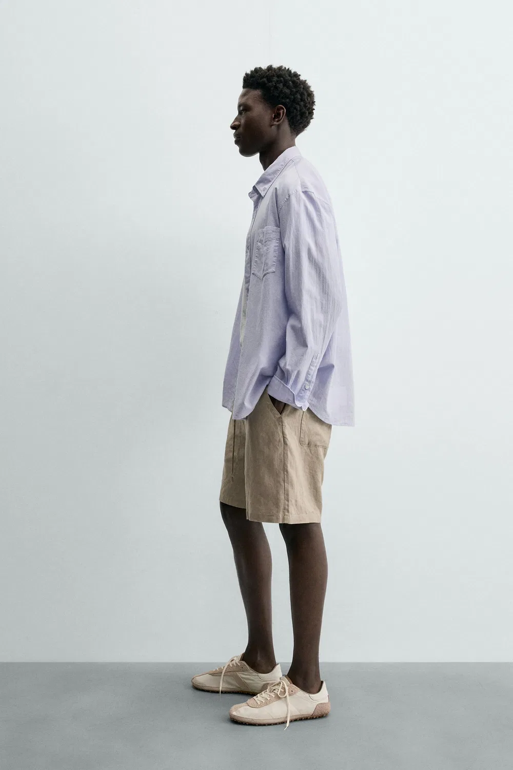 Рубашка из хлопкового вуаля ZARA, Lavender — фото 4